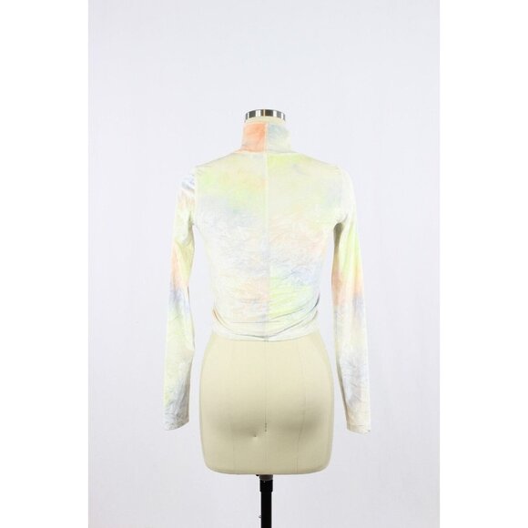 Aritzia WILFRED FREE Moon Pastel Tie Dye Velvet Cropped Turtleneck Top, Size XS - Picture 4 of 15